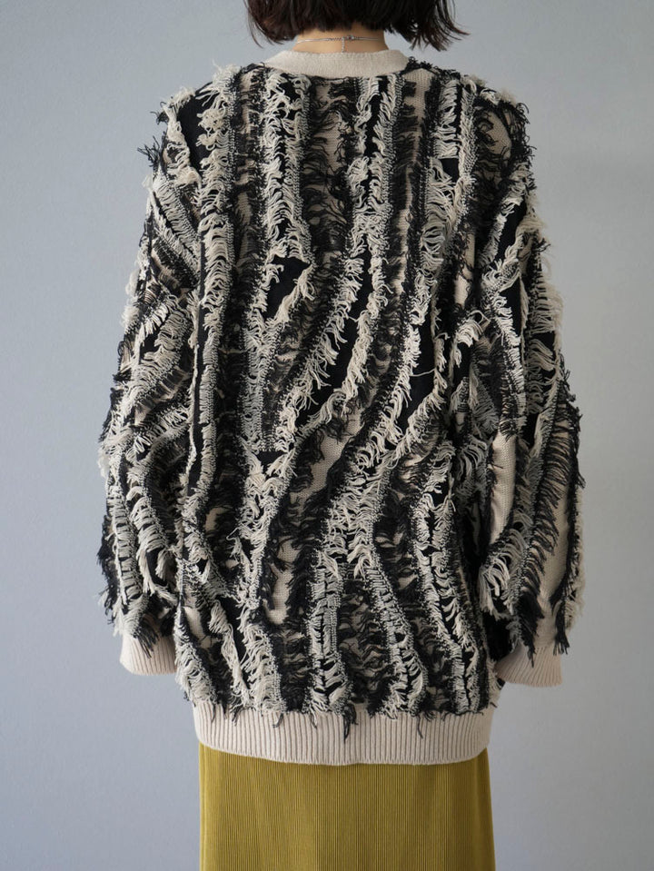 [Pre-order] Fringe design knit cardigan/mix