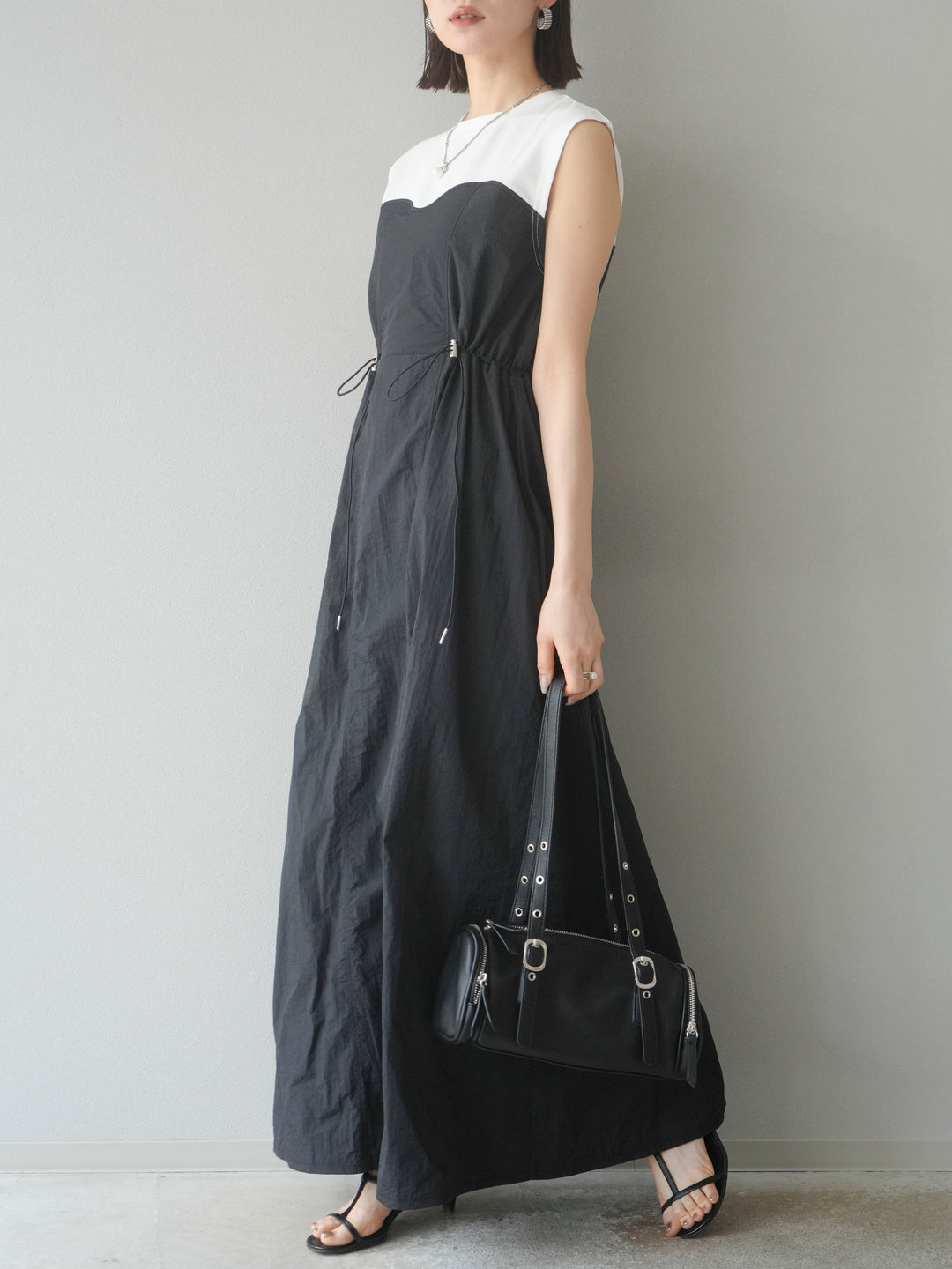 [SET] 剪裁對接尼龍洋裝 + 可選飾品套裝 (2 套)