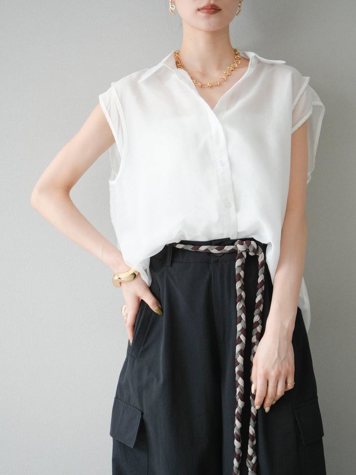 [SET] 硬紗層疊透視襯衫 + 硬紗層疊透視襯衫 (2set)