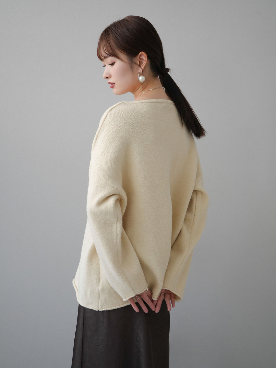 [預訂] 基本款針織套頭衫/米色