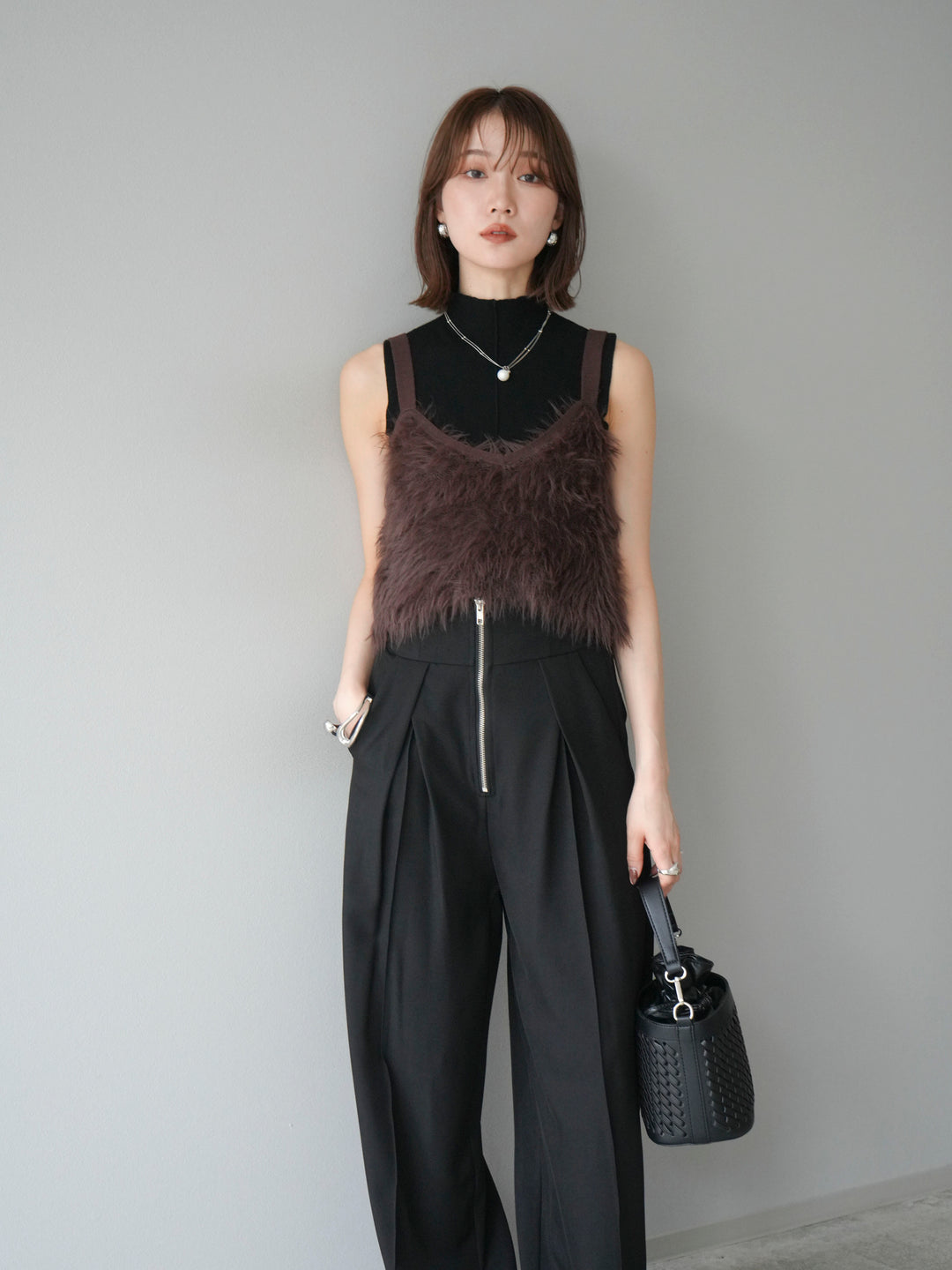 [予約]シャギーニットビスチェ/ブラウン