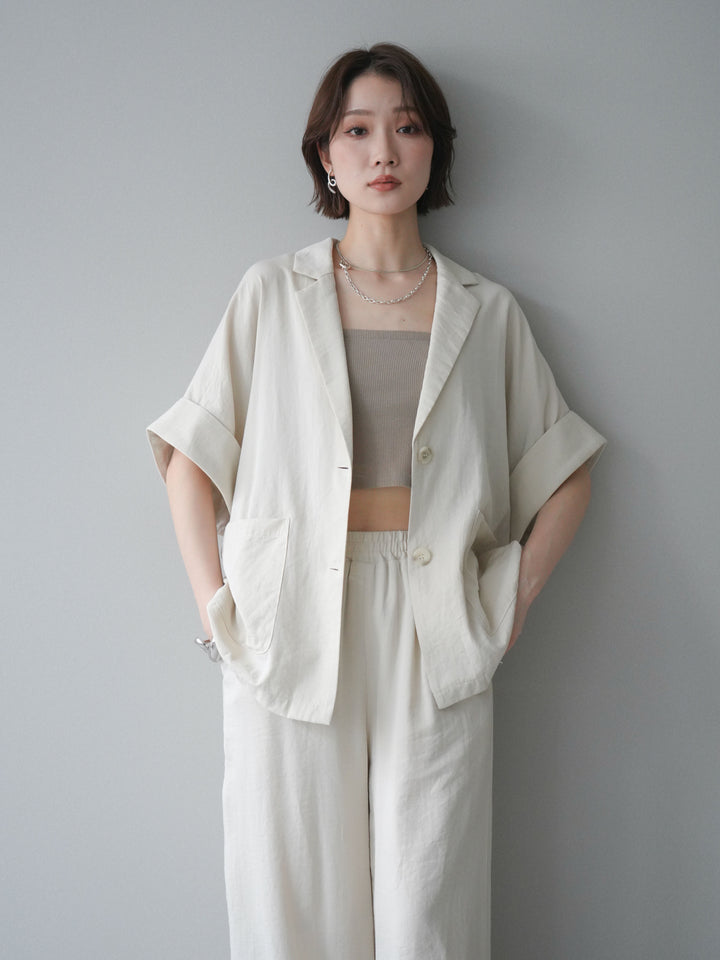 [SET]ハーフスリーブオーバージャケット+リラックスワイドパンツ(2set)