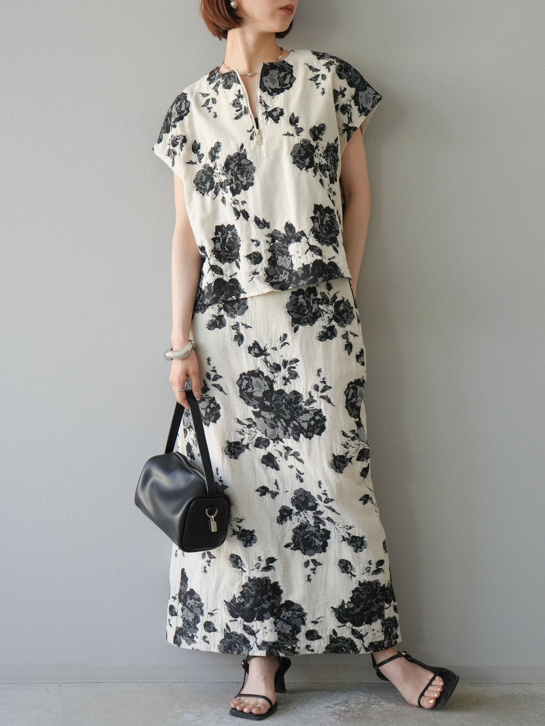 [予約]ジャガードIラインスカート/ブラック