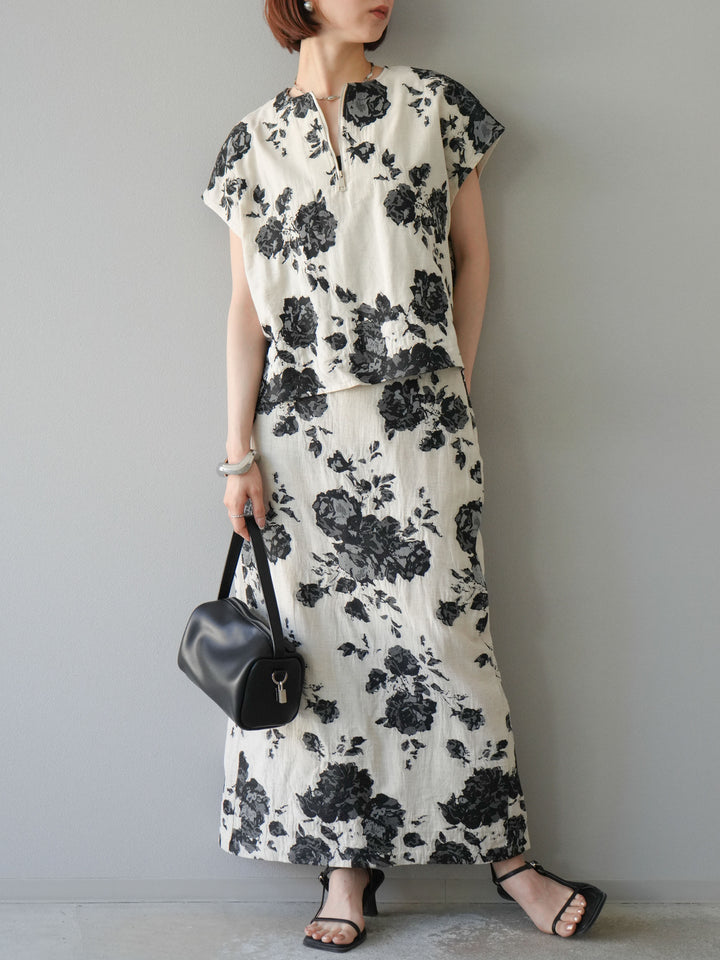 [予約]ジャガードIラインスカート/ブラック