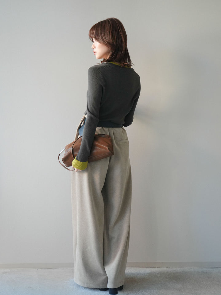 [予約]ベルトデザインループコールテンワイドパンツ(ベルト付き)/beige