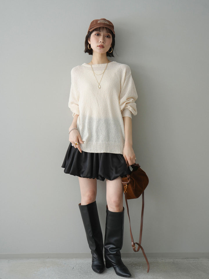 [予約]サテンバルーンミニスカート/black