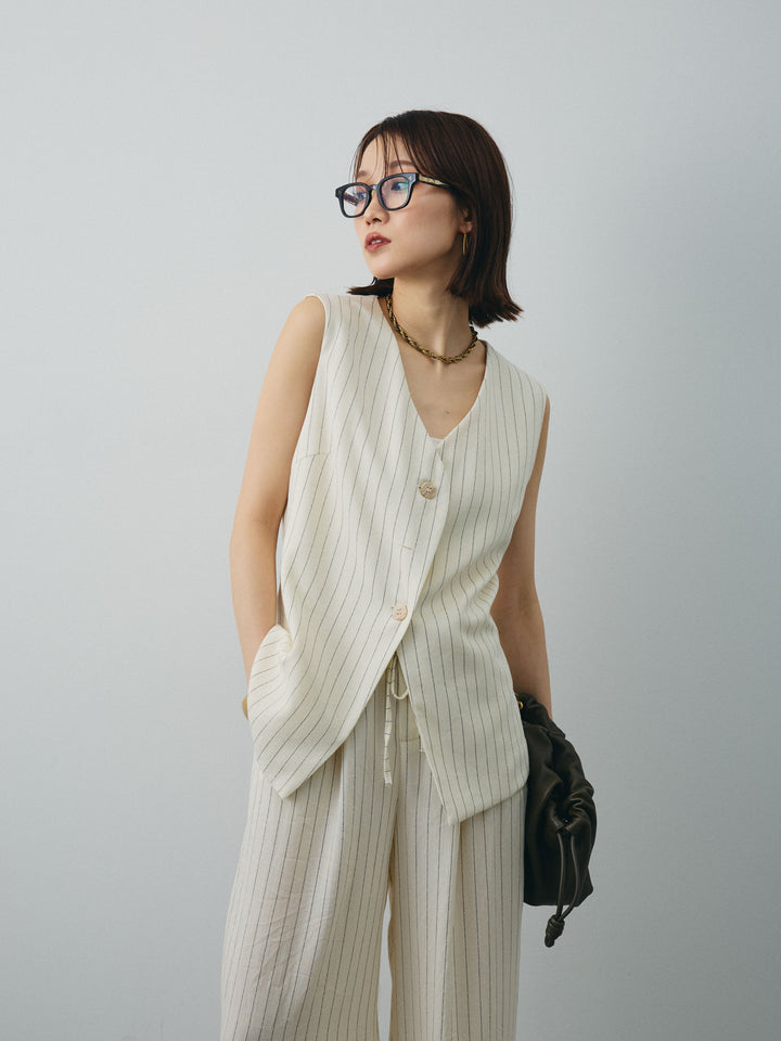 [SET] 條紋背心＆寬褲SET UP（2件套）