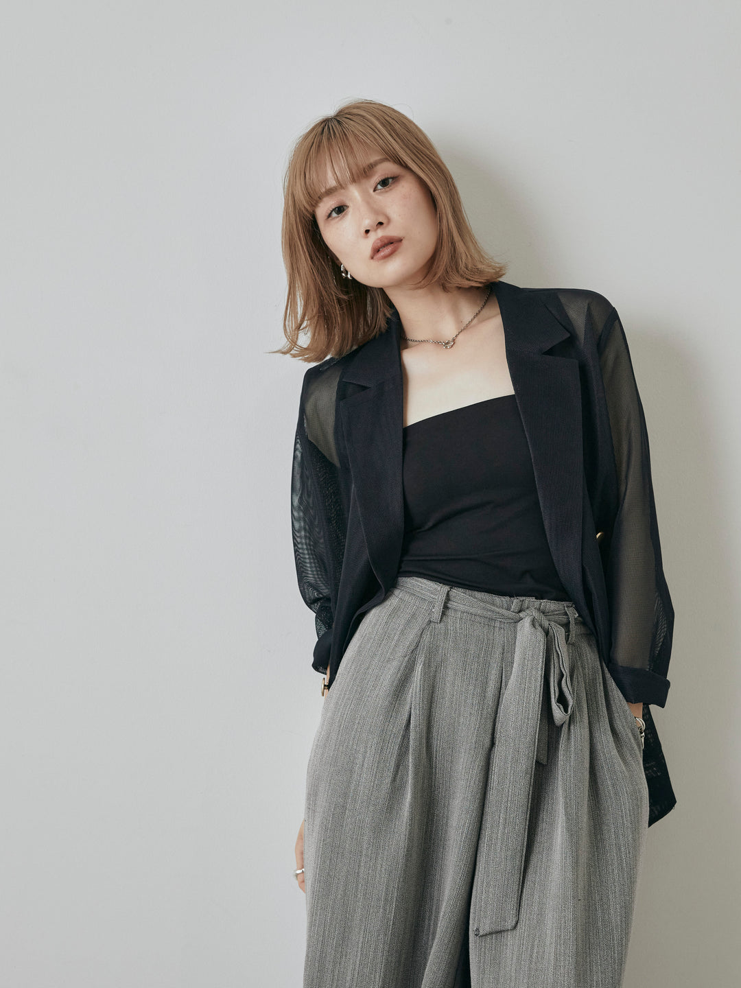 [予約]メッシュテーラードジャケット/ネイビー