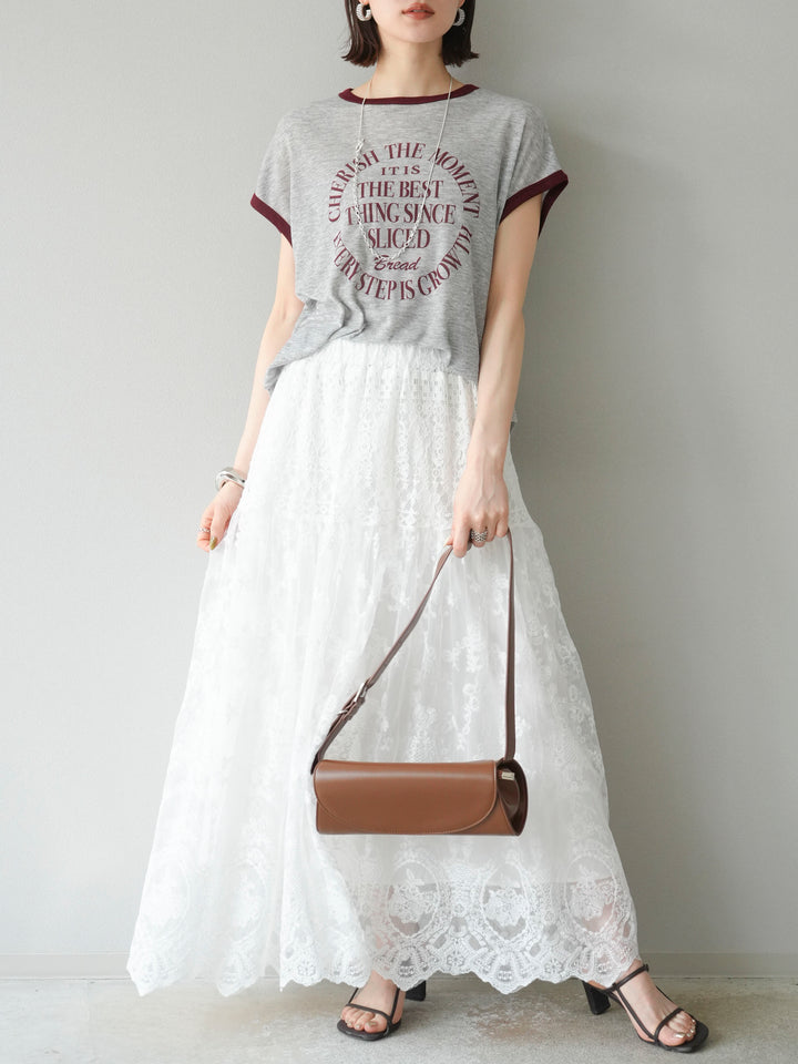 [予約]レースフレアスカート/ホワイト