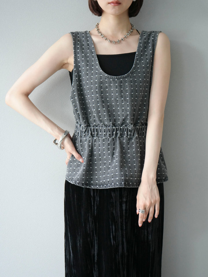 [予約]ジャガードデニム２WAYビスチェ/ブラック