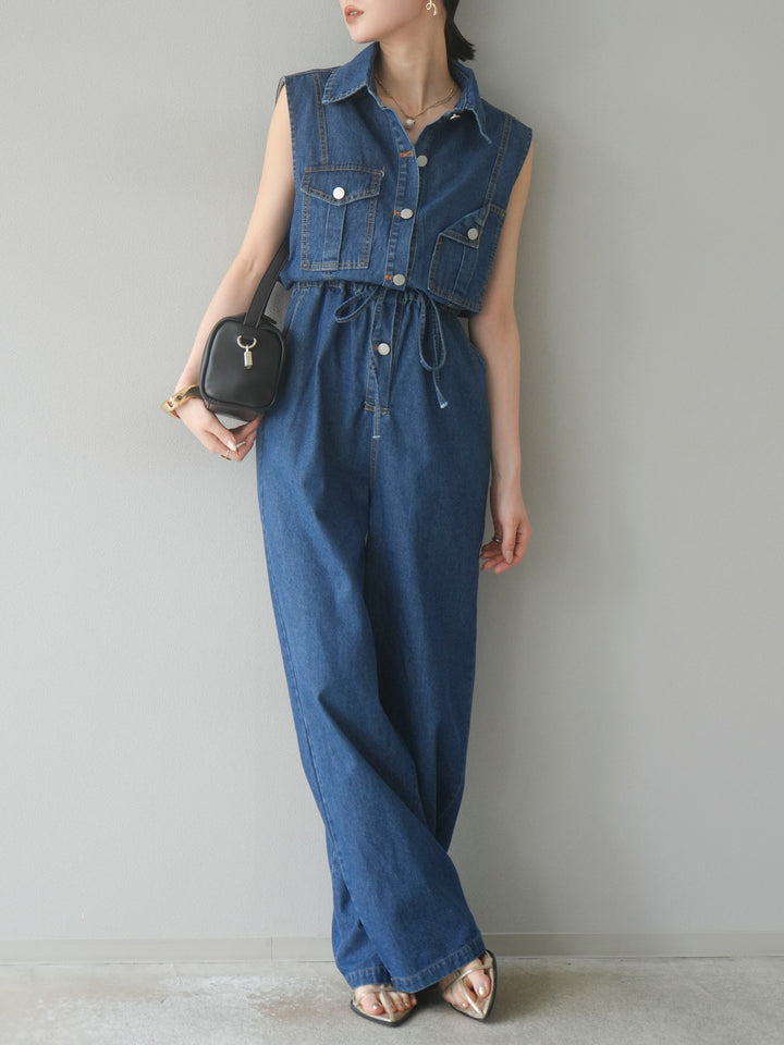 【預購】口袋設計牛仔連身衣/藍色