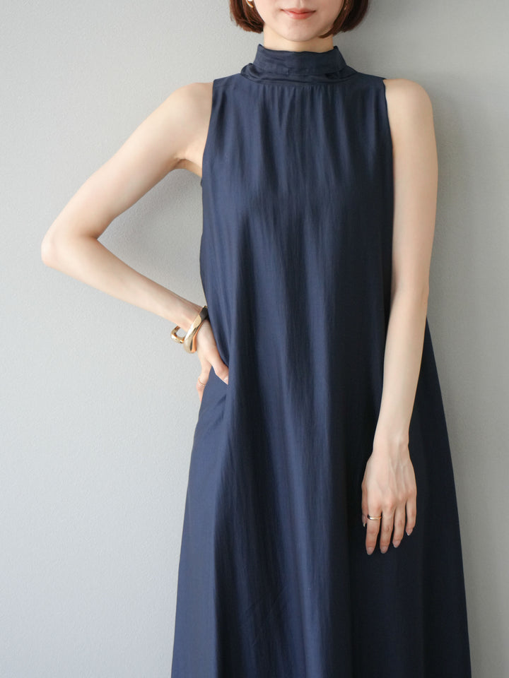 [予約]シアーホルターバックオープンワンピース/ネイビー