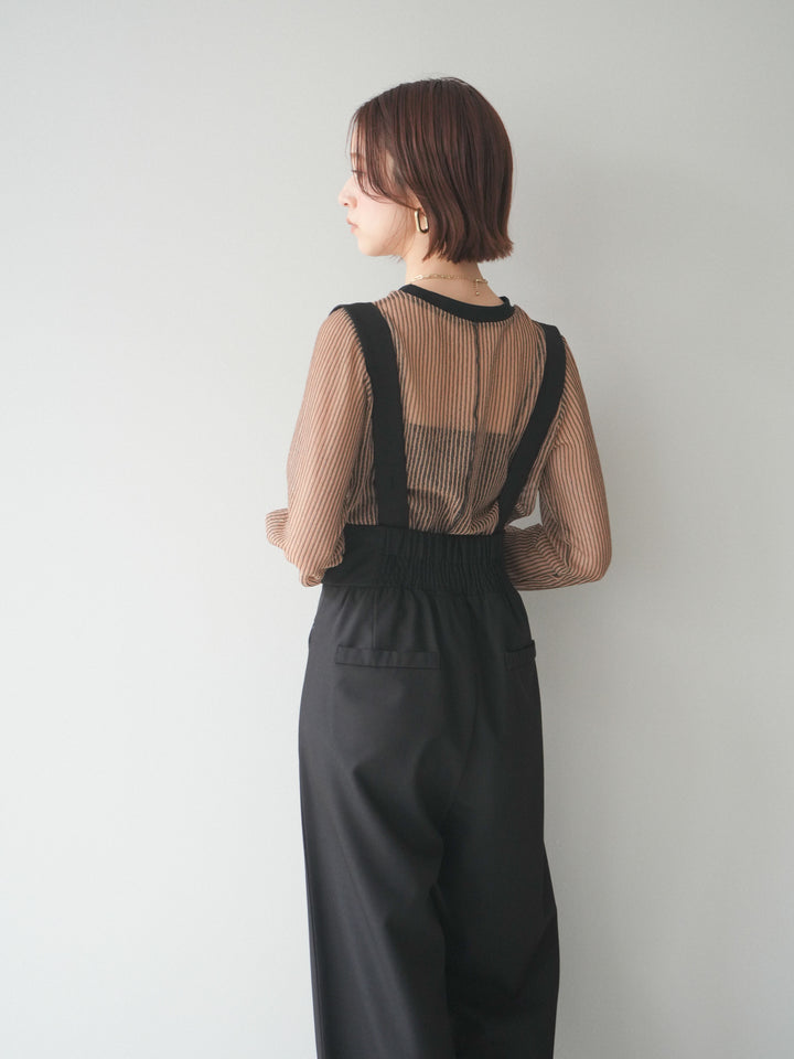 [予約]シアーストライプメッシュトップス/beige