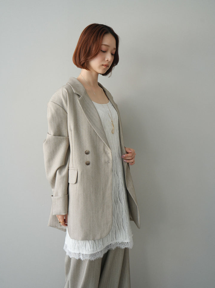 [予約]ダブルボタンヘリンボーンジャケット/beige