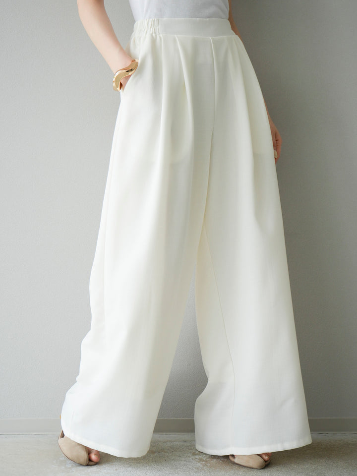 [予約]リネンライクイージーワイドパンツ/アイボリー