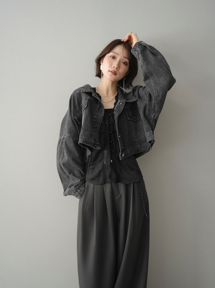 [予約]デニムショートシャツジャケット/black