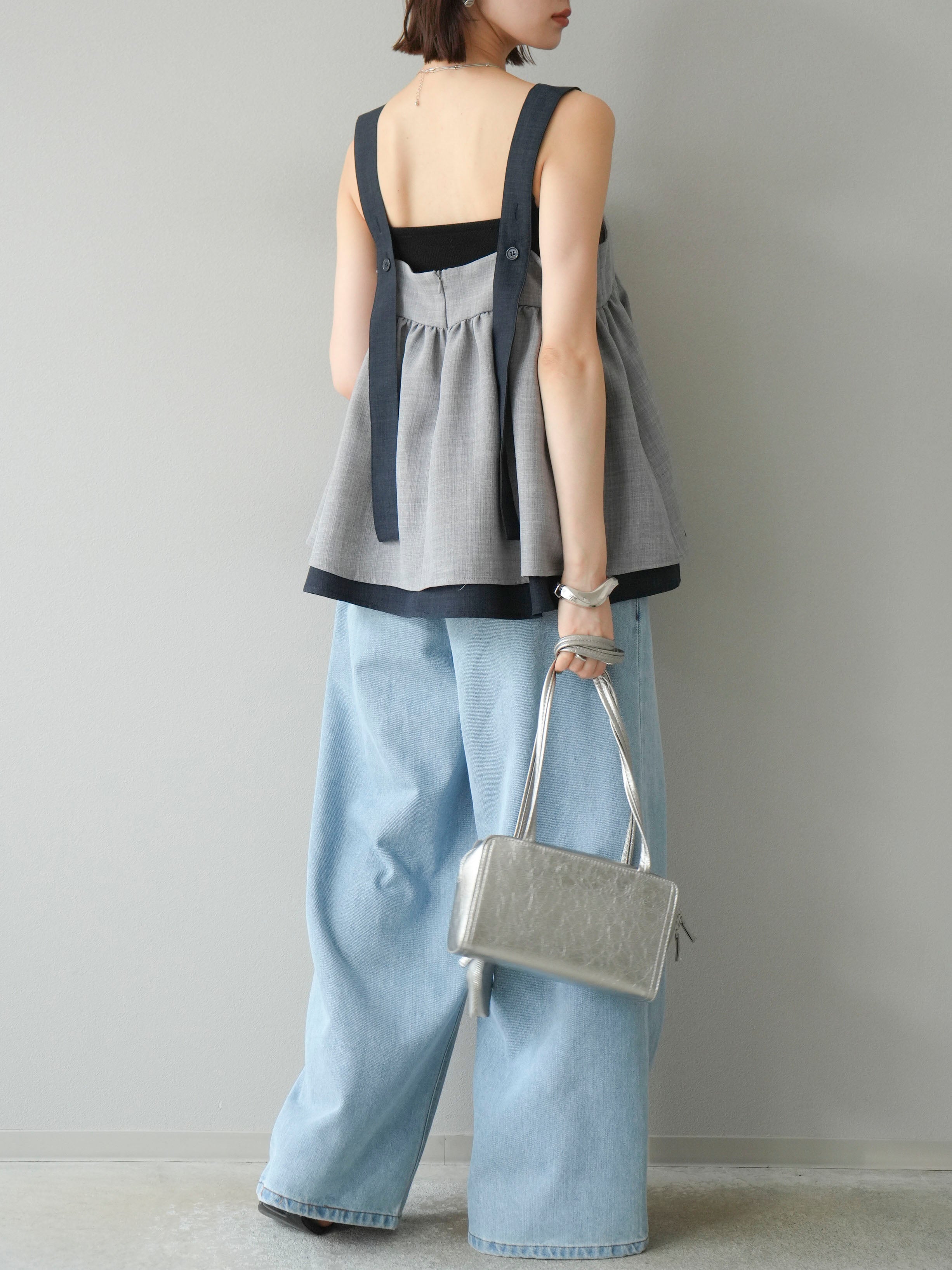 予約]ダブルタックワイドデニムパンツ/ブリーチ – Lumier