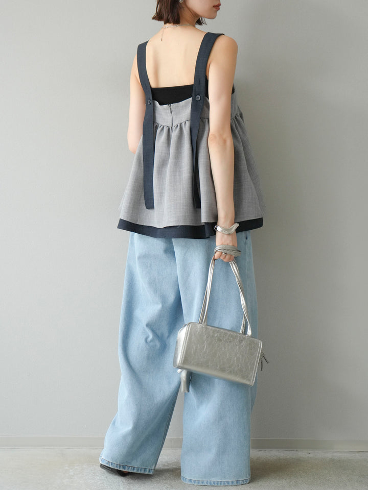 【預購】雙褶寬牛仔褲/漂白