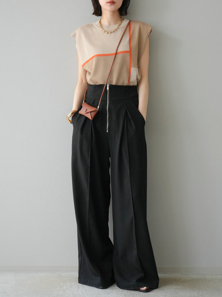 [予約]配色ノースリーブニットプルオーバー/ベージュ