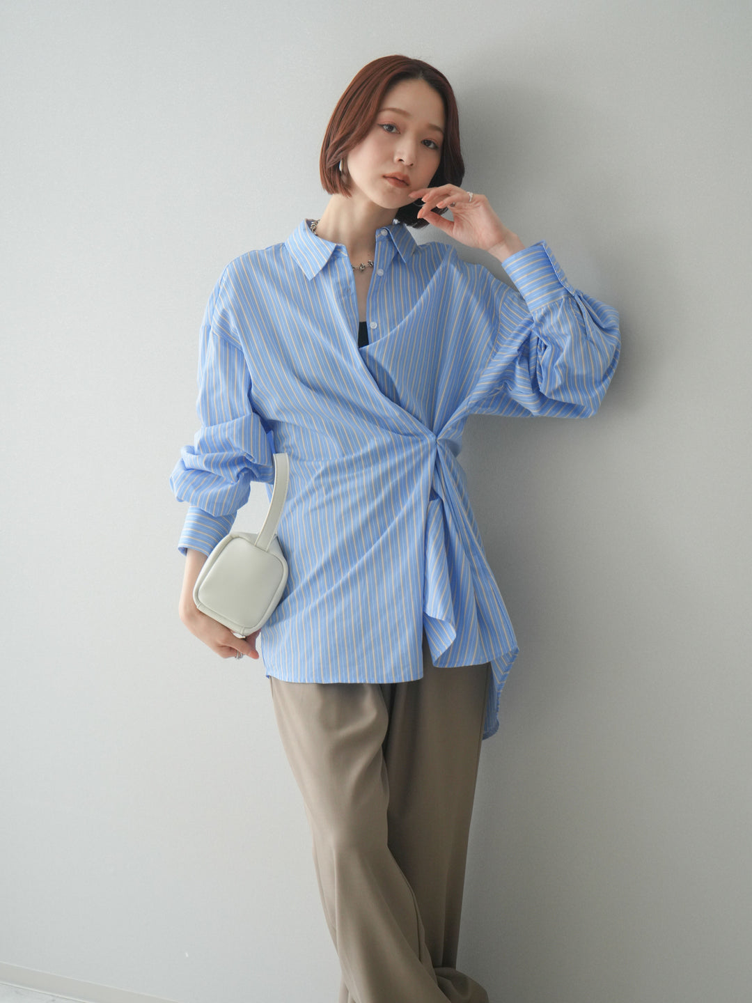 [SET]2wayルーズストライプシャツ+2wayルーズストライプシャツ(2set)