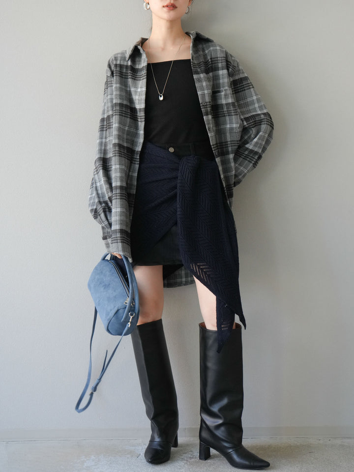 [予約]スエードペチパンツ付ミニスカート/ブラック