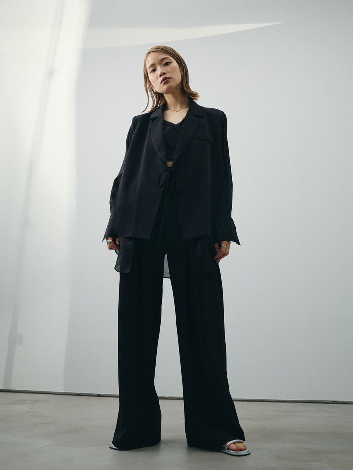 [予約]シアー切替テーラードジャケット/ブラック
