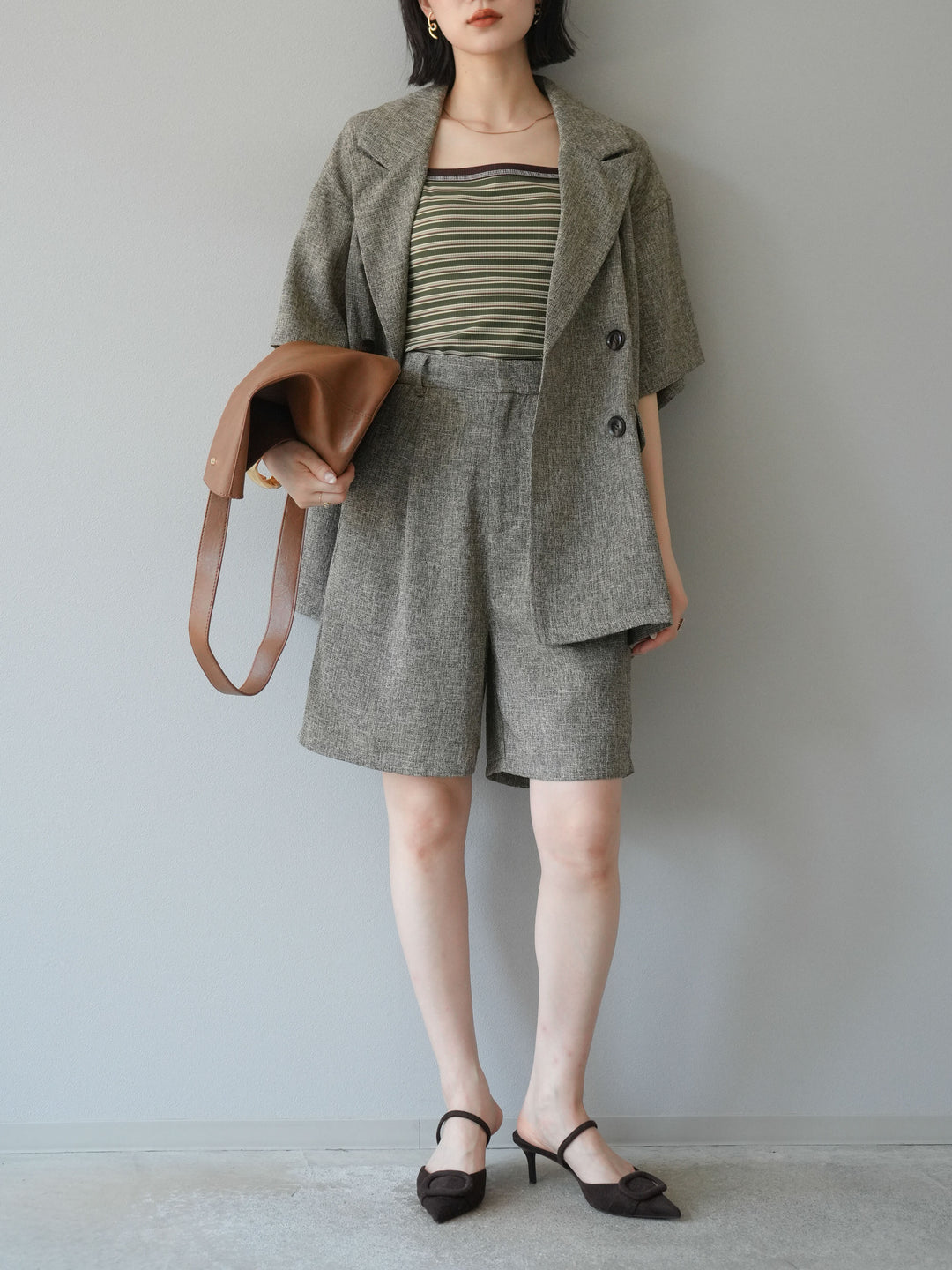 [SET]サマーツイードハーフジャケット+サマーツイードハーフパンツ(2set)