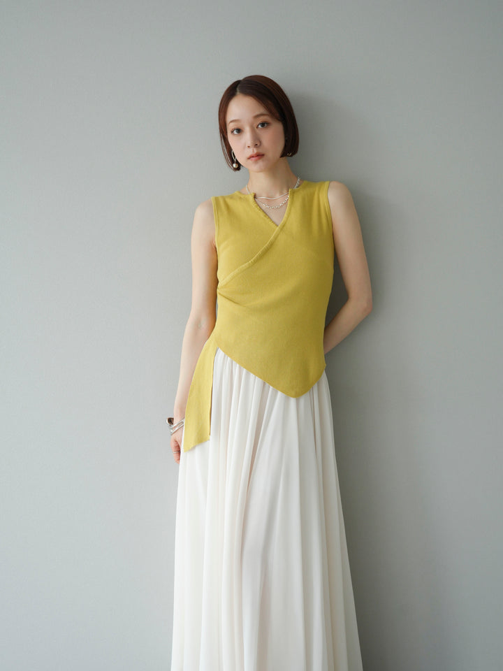 [SET]カシュクールノースリーブニットトップス+カシュクールノースリーブニットトップス(2set)