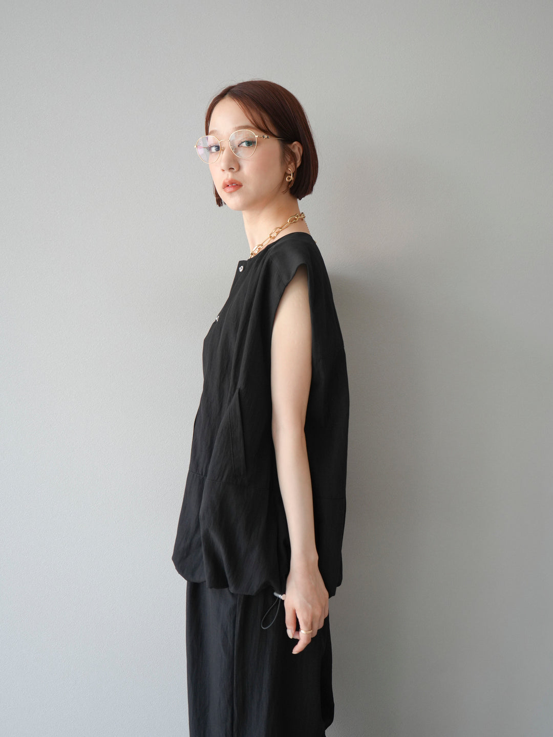 [SET]リネンライクビスチェデザインサロペット+リネンライクドロストバルーンブルゾン(2set)