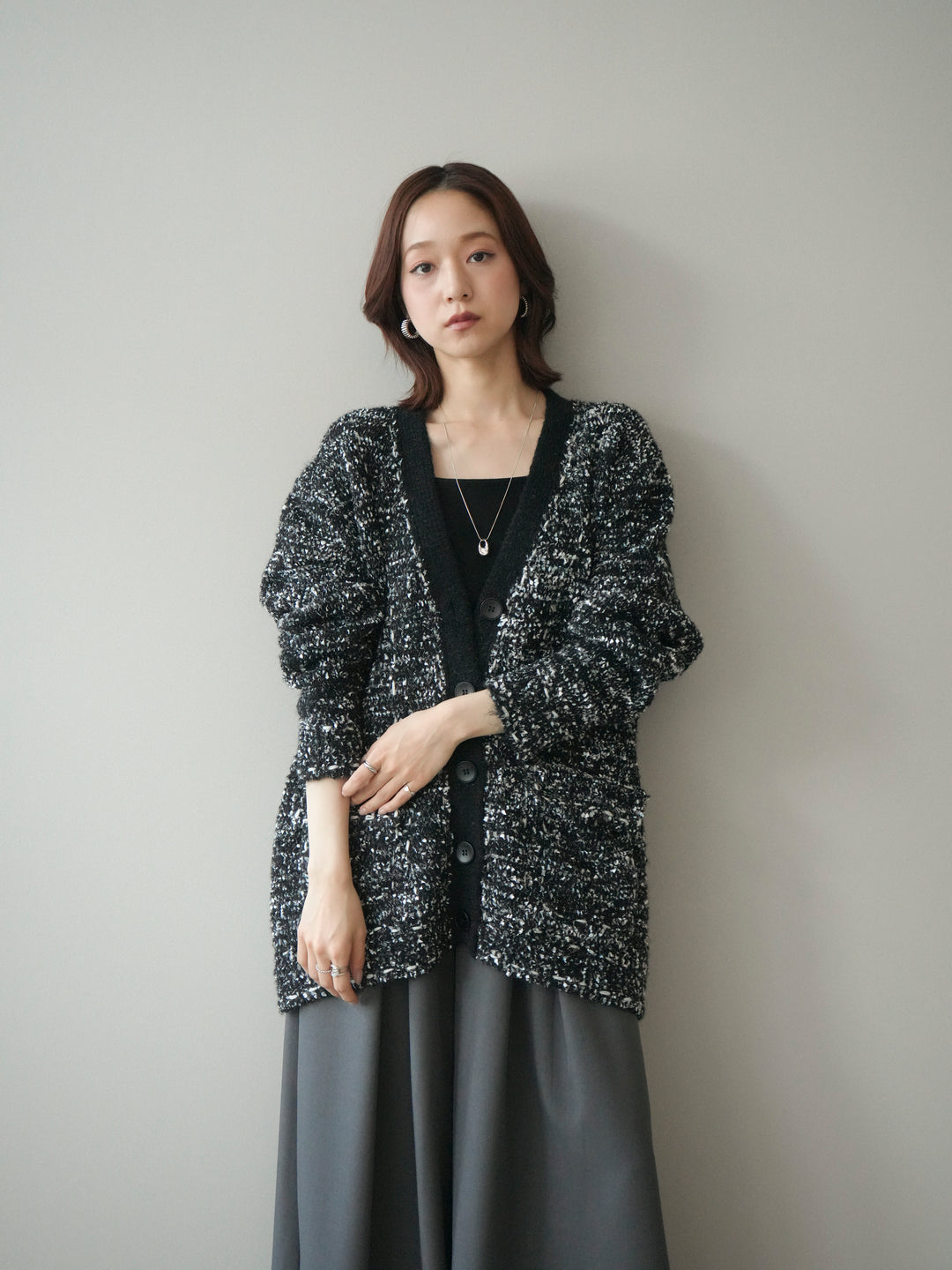 [SET]モールネップニットカーディガン+選べるアクセセット(2set)