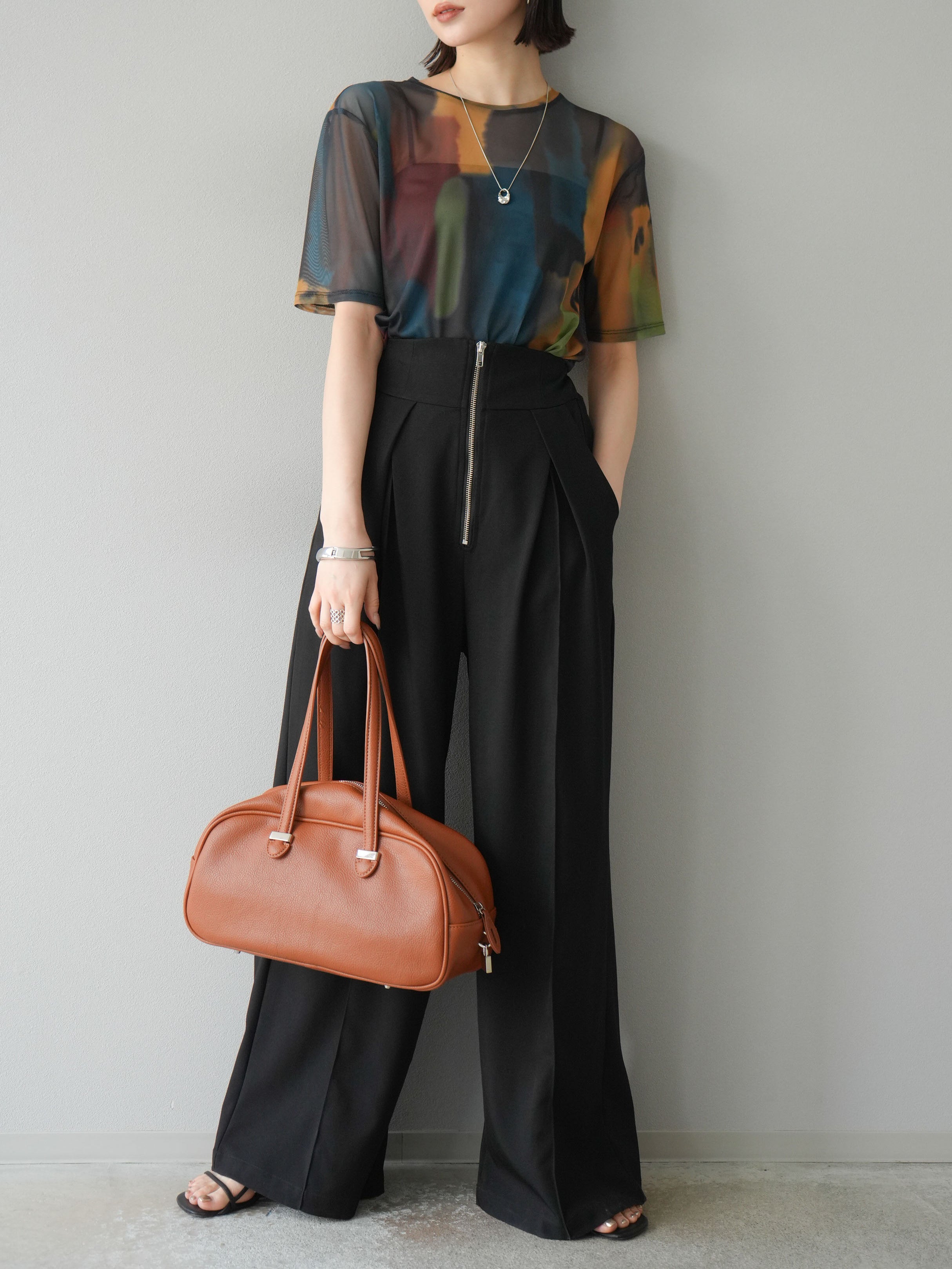 ameri様 水彩アートシアーTシャツ 総柄シアー半袖プルオーバー Lumier 04_739dda5b-ce23-4b9a-af72-