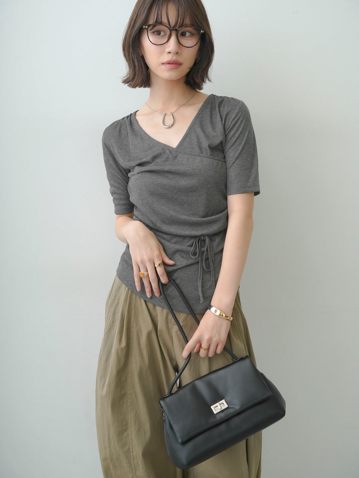 [予約]シアードレープカシュクールプルトップス/gray