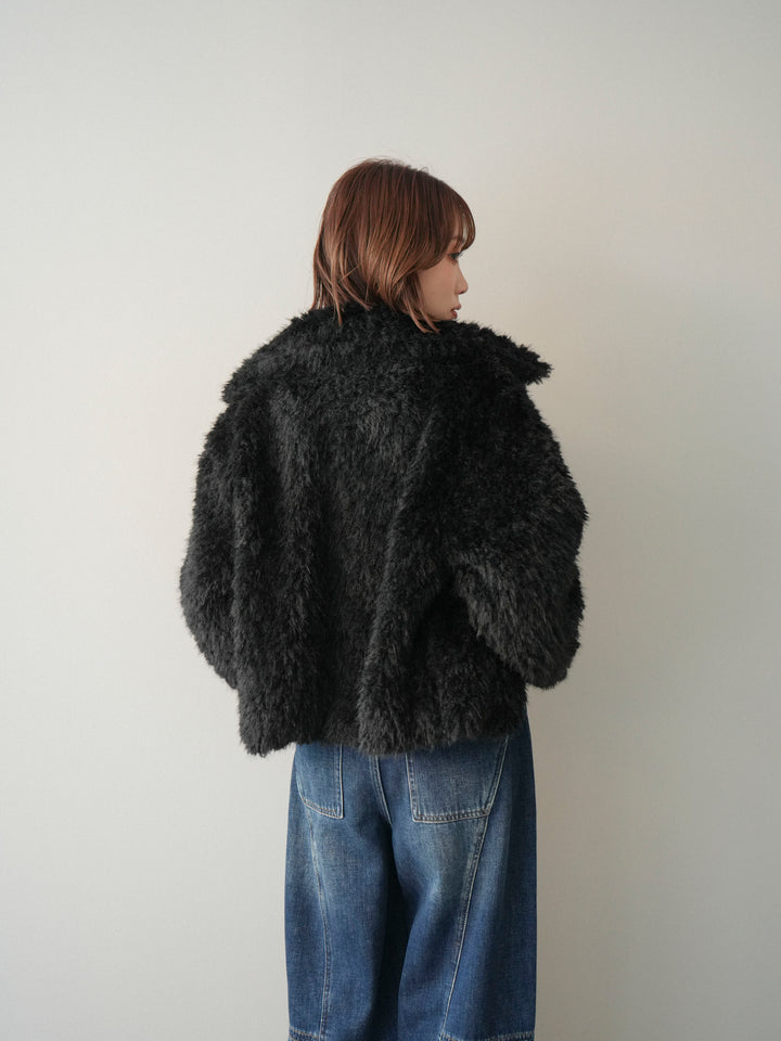 [SET]フェイクファー襟付きショートブルゾン+フェイクファー襟付きショートブルゾン(2set)