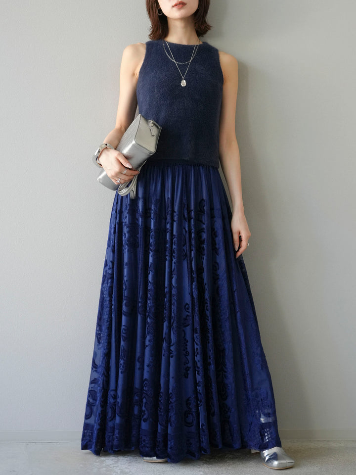 [予約]シャギーニットタンクトップ/ネイビー