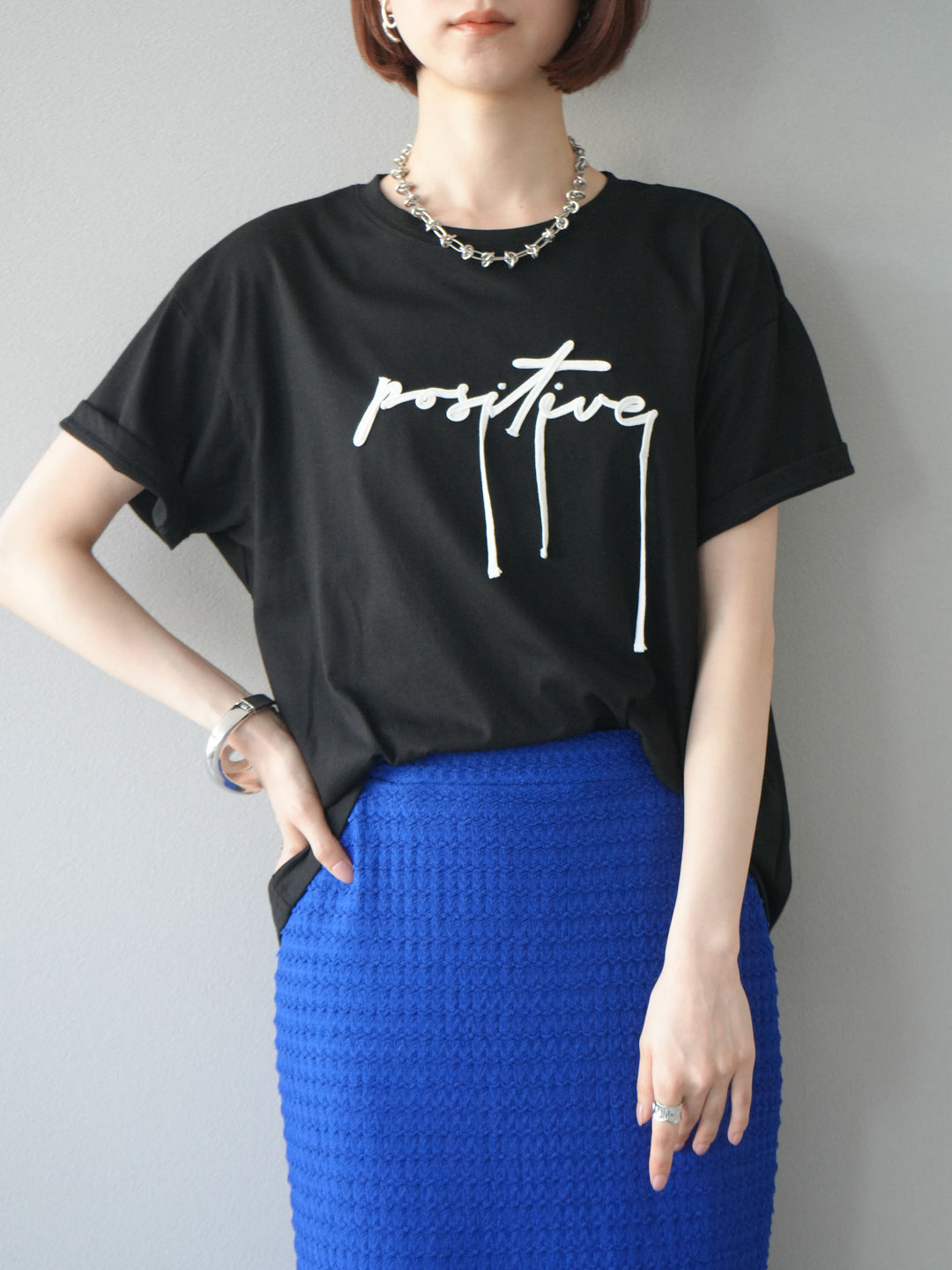 [予約]コード刺繍ロゴTシャツ/ブラック