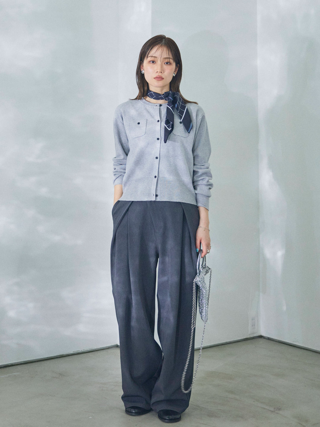 【Allure】[SET]ミニポケットニットカーディガン+ミニポケットニットカーディガン(2set)