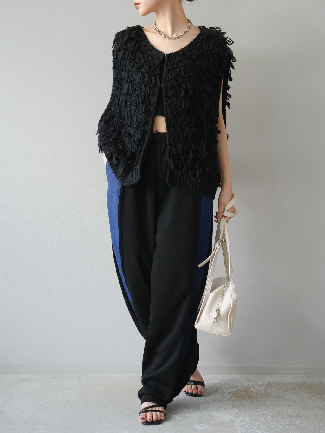 [予約]デニム切替2WAYデザインスウェットパンツ/ブラック