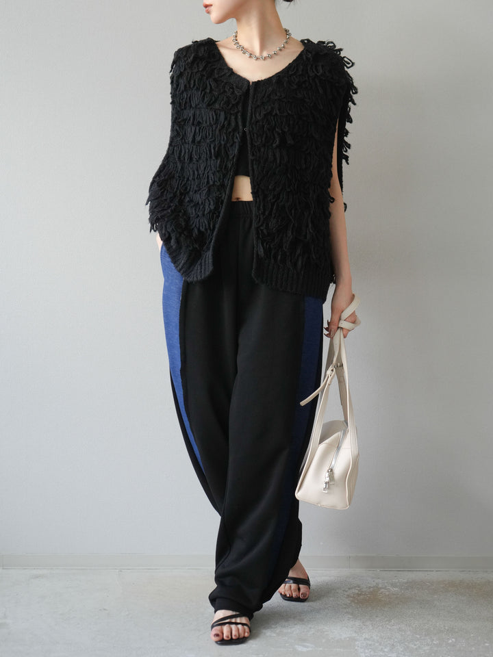 [予約]デニム切替2WAYデザインスウェットパンツ/ブラック