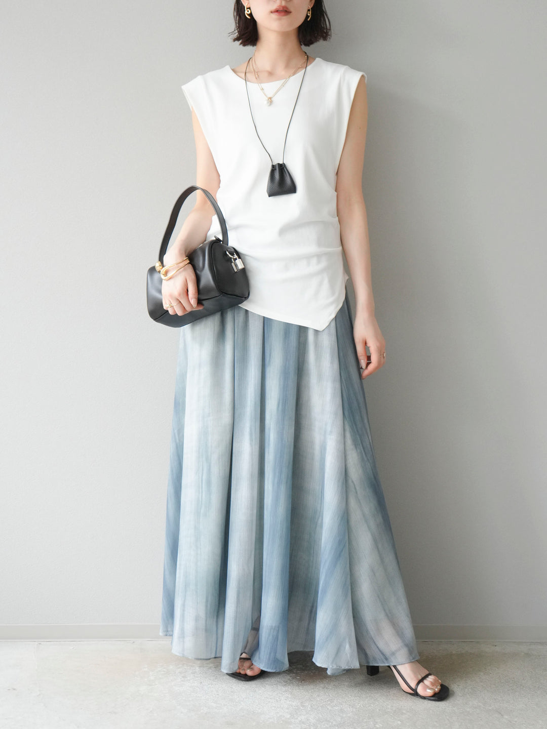 【預購】Nuance 透視喇叭裙/綠色