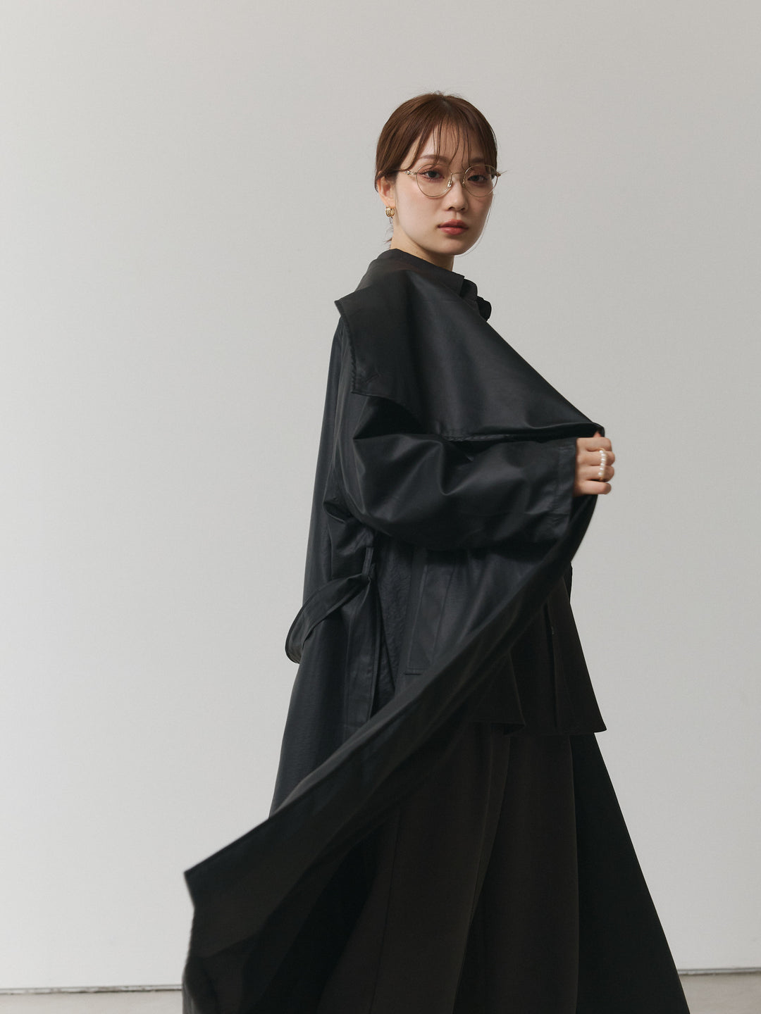 【Allure】[SET]ボタンダウンオーバーシャツ+デザインタックセンターシームアイドパンツ(2set)