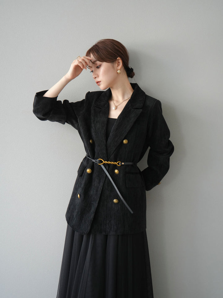 [SET]ベロアダブルジャケット+チュールボリュームスカート(2set)