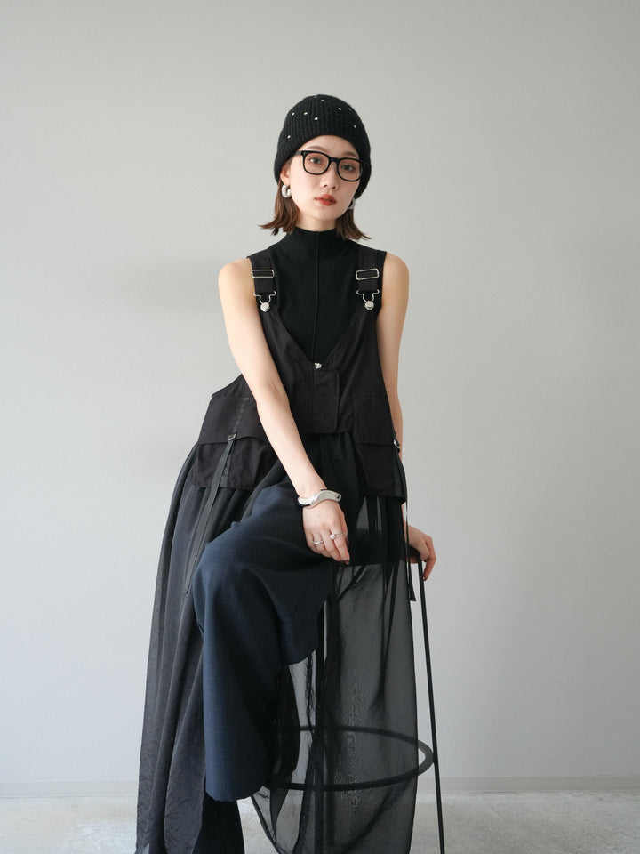 [予約]タクティカルベストオーガンザワンピース/ブラック