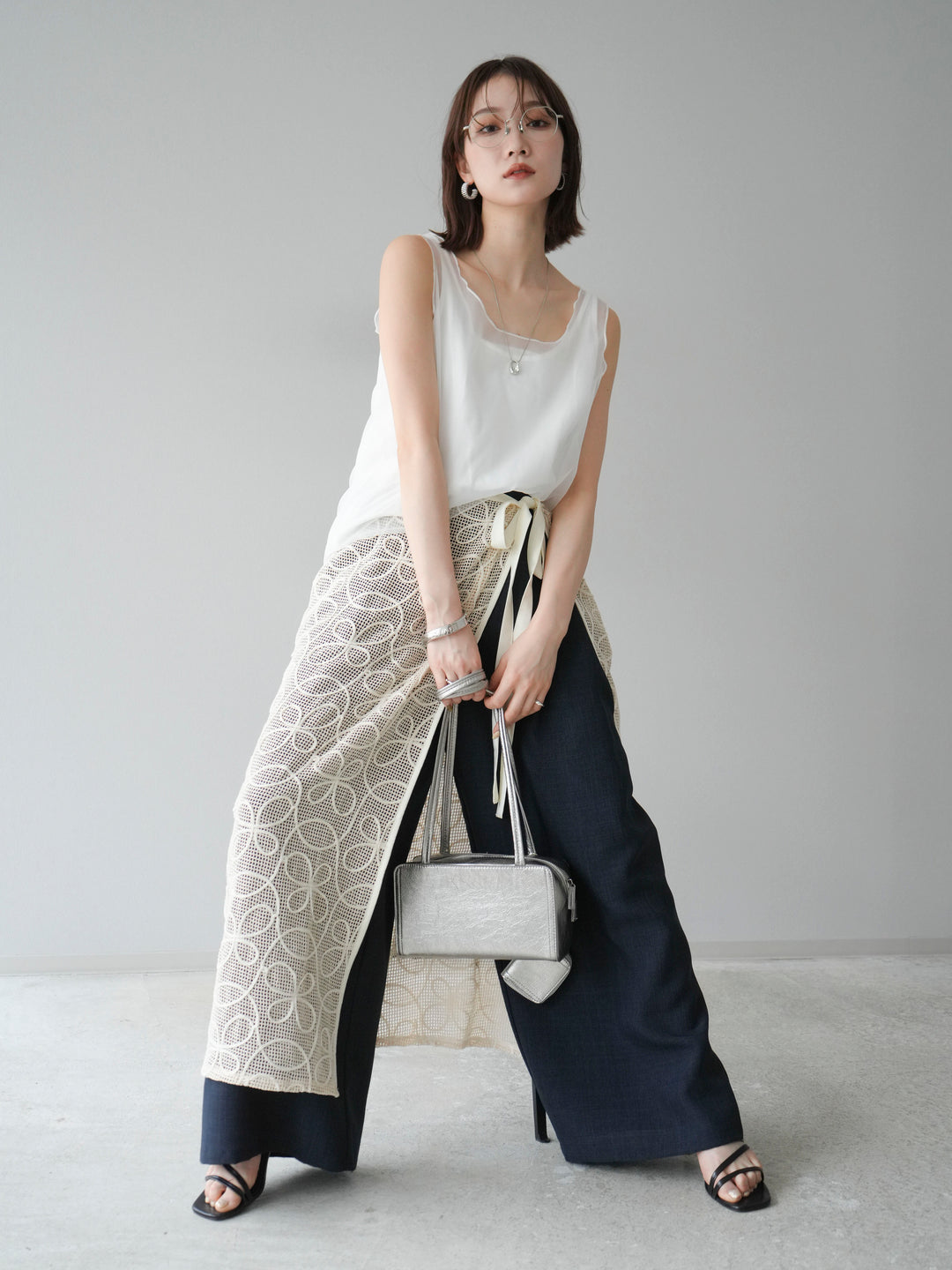 [予約]オーガンジーレイヤードタンクトップ/ホワイト