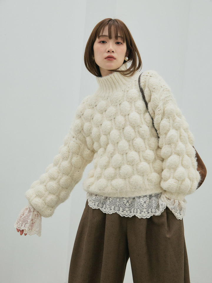 【Allure】[SET]ポップコーンハイネックニットプルオーバー+ポップコーンハイネックニットプルオーバー(2set)