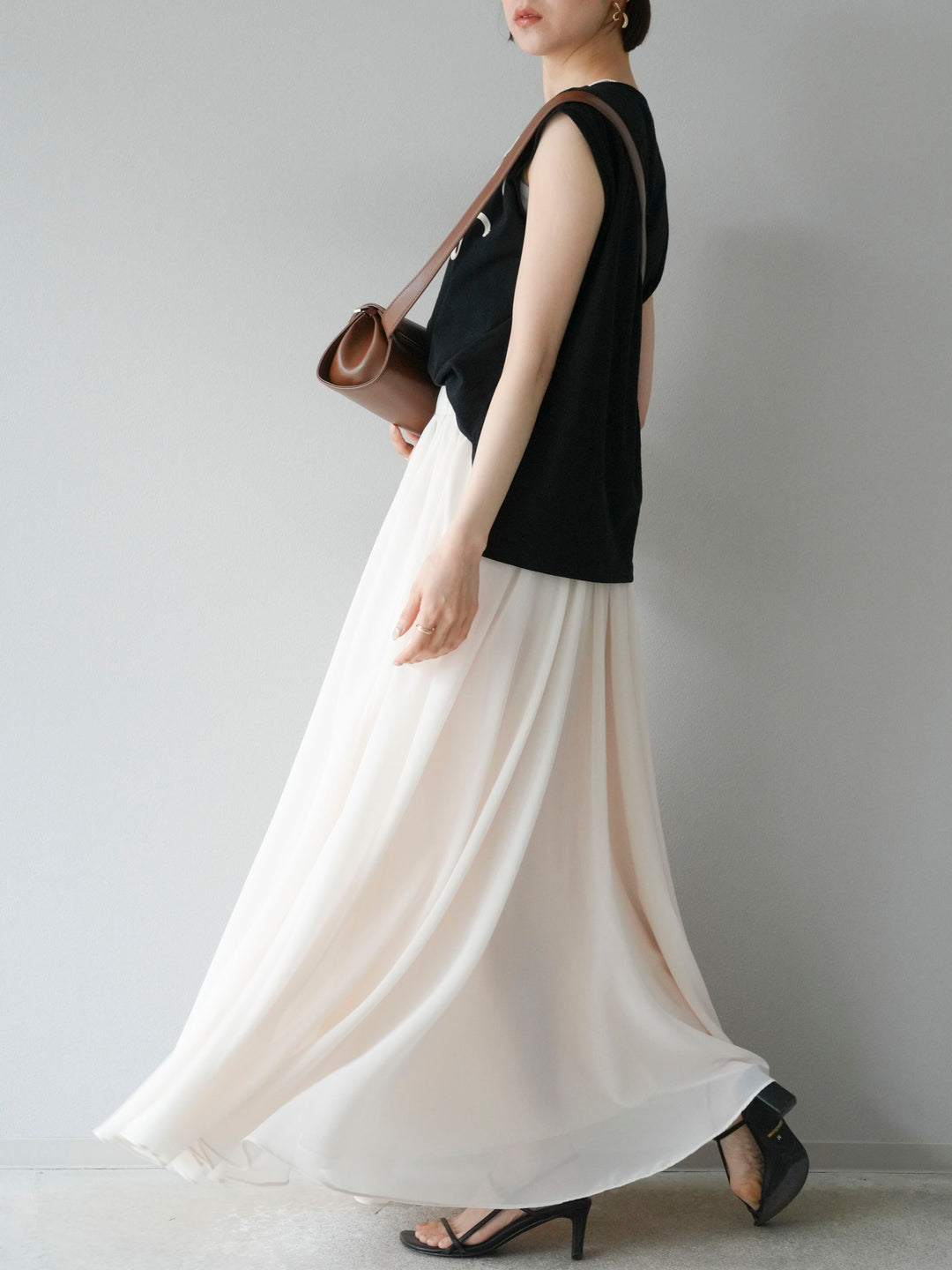 [予約]シフォンフレアスカート/アイボリー
