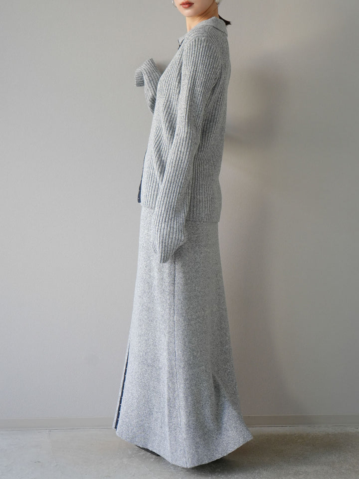 [預訂] 鉤花多向針織半身裙/灰色