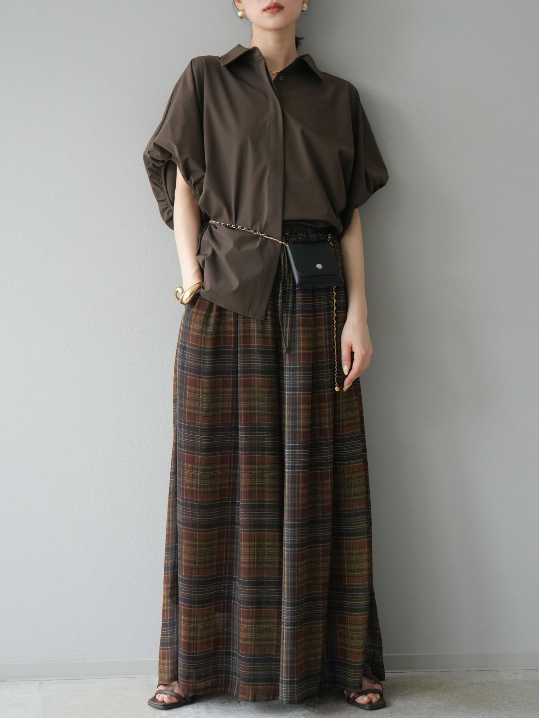 [予約]ICE TOUCHパフスリーブシャツ/ブラウン