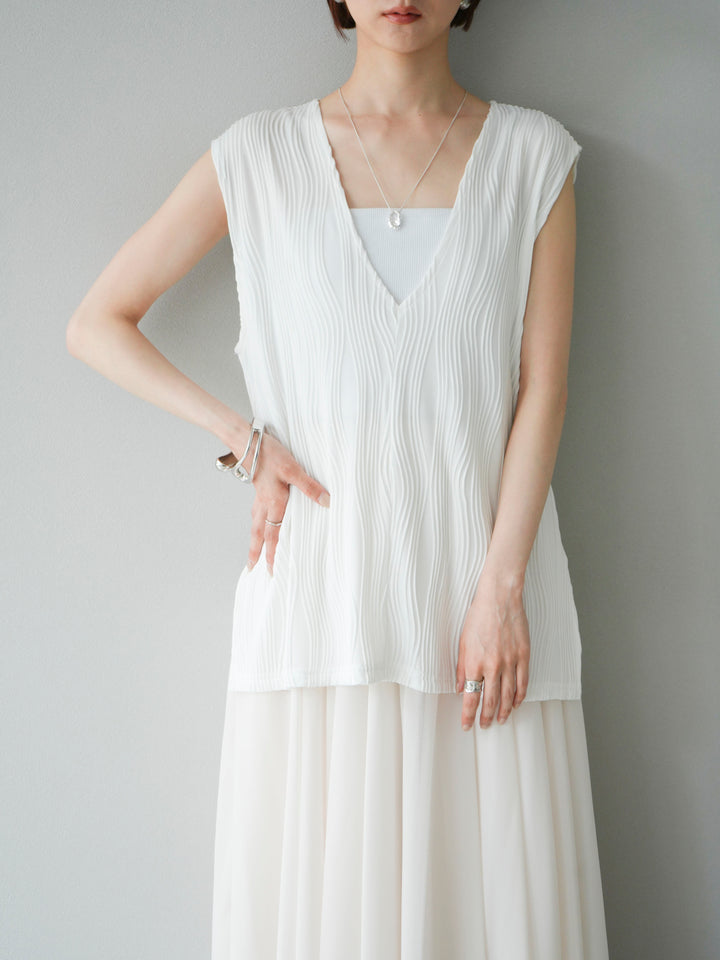 [SET]ウェーブパイピングVネックベスト+選べるアクセセット(2set)