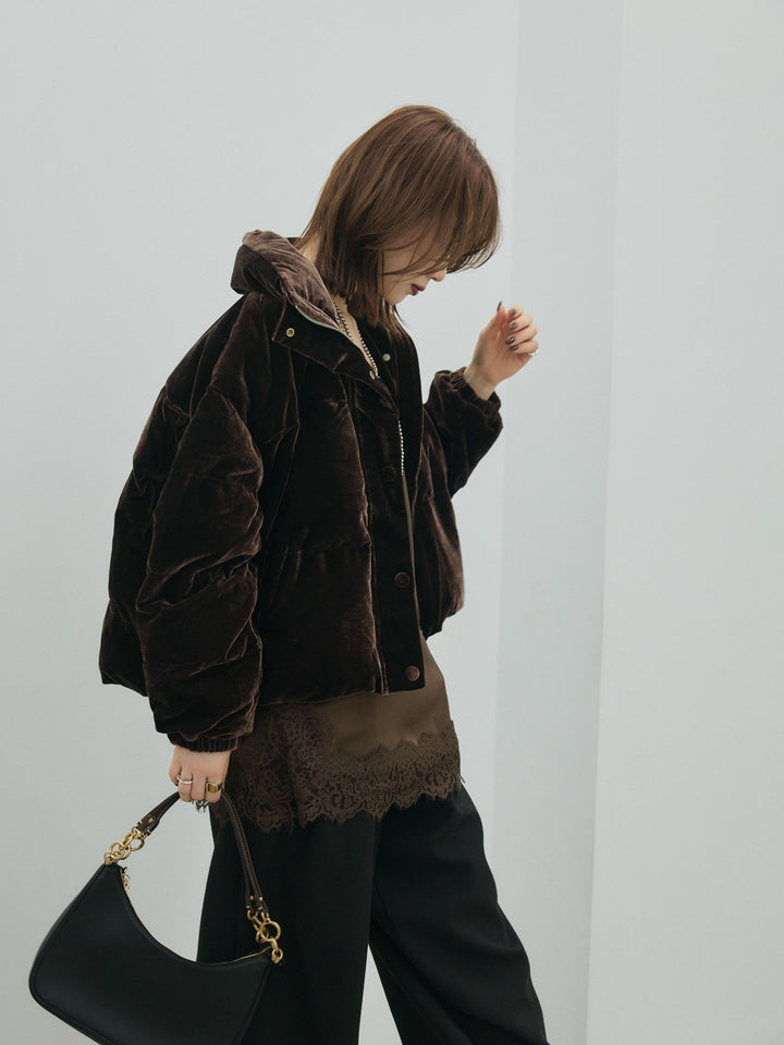 [予約]サテンレースキャミソール/brown