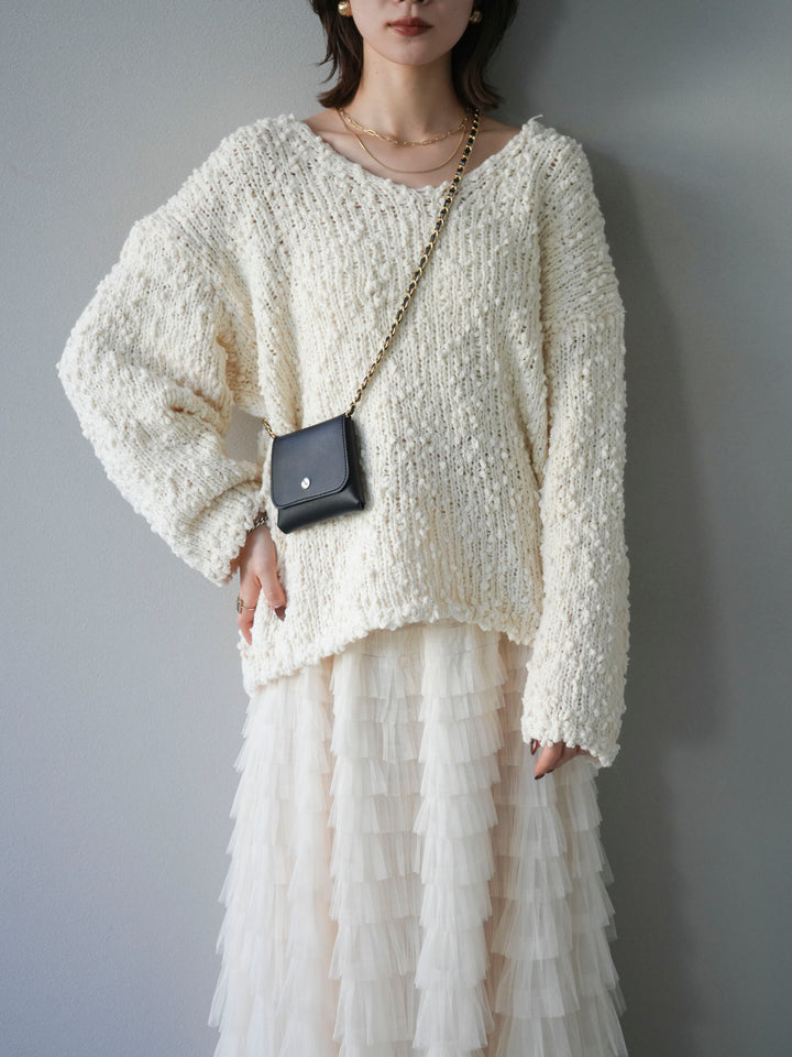[予約]メランジポコポコニットプルオーバー/ivory